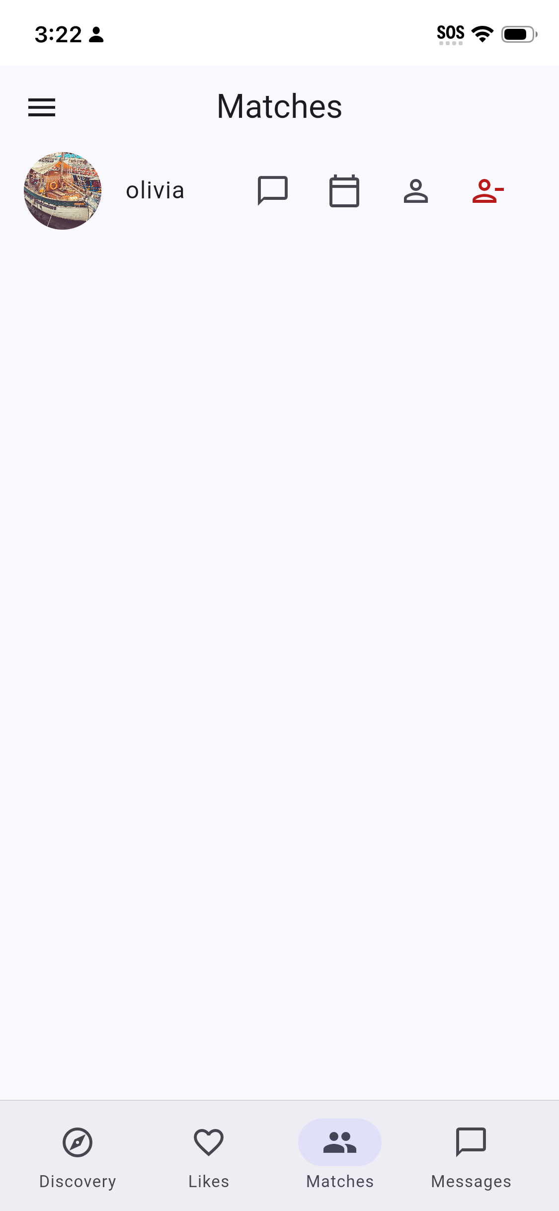 dvotn dating app — match and message screen